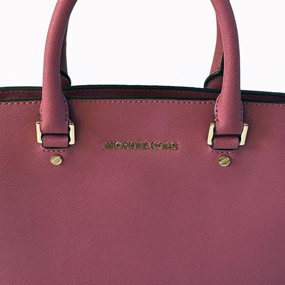 Michael Kors Selma Leather Tulip Pink Rose Leather Satchel Shoulder Tote HandBag - Picture 3 of 11